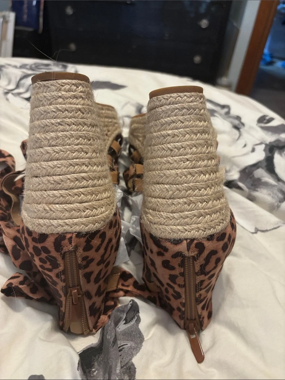 Torrid 10.5 W Leopard Print Lace-Up Espadrille Wedges - Women